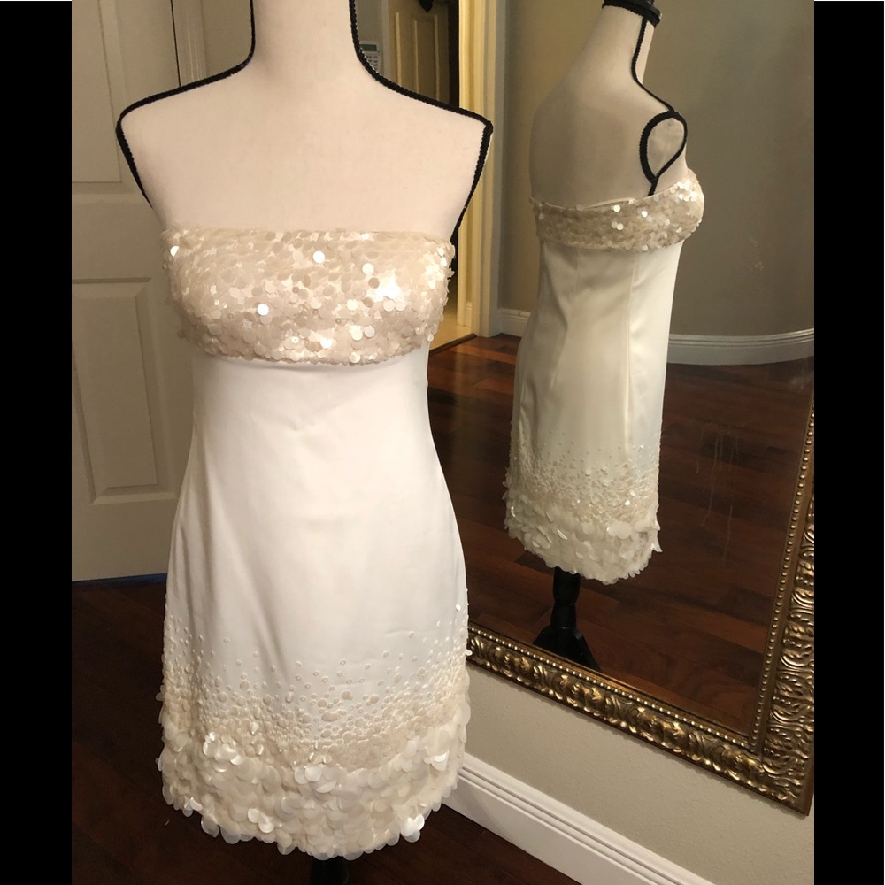 CLASSY AND GORGEOUS Pearl White Sequins Min Dress
